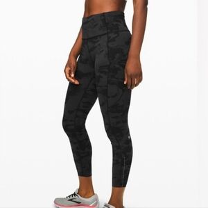 Lululemon Fast & Free Black Camouflage High-Waisted HR Tights Leggings 4